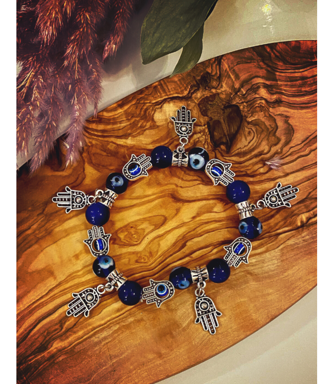 Evil Eye Hamsa Hand Charm Bracelet - Smudge Metaphysical