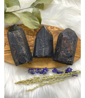 natural stone Black Tourmaline & Iron point