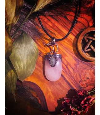 Witch of Walkerville Crystal Moon Energy Necklace Rose Quartz