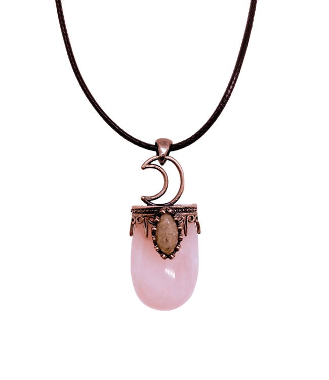 Witch of Walkerville Crystal Moon Energy Necklace Rose Quartz