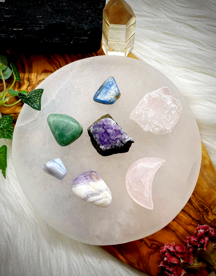 Stemma Selenite Crystal Charging Plate, Crystals and Healing Stones for  Beginners Selenite Plate for Charging