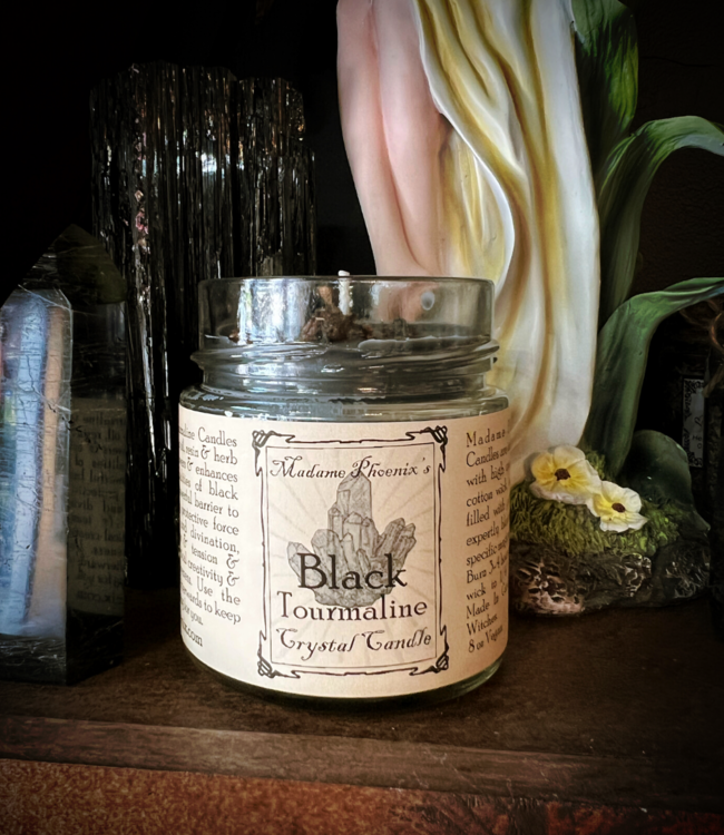 Madame Phoenix Black Tourmaline Crystal Spell Candle