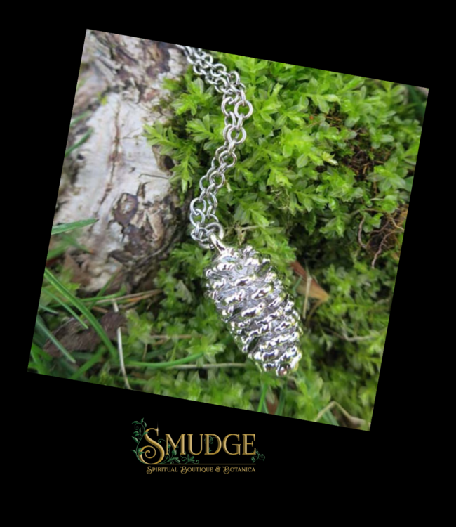 Autumn Moon Real Pine Cone Necklace