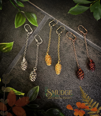 Autumn Moon Real Pine Cone Earrings