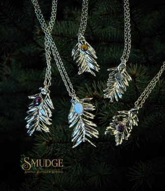 Autumn Moon Yew Pine Necklace - silver