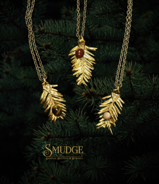 Autumn Moon Yew Pine Necklace - gold