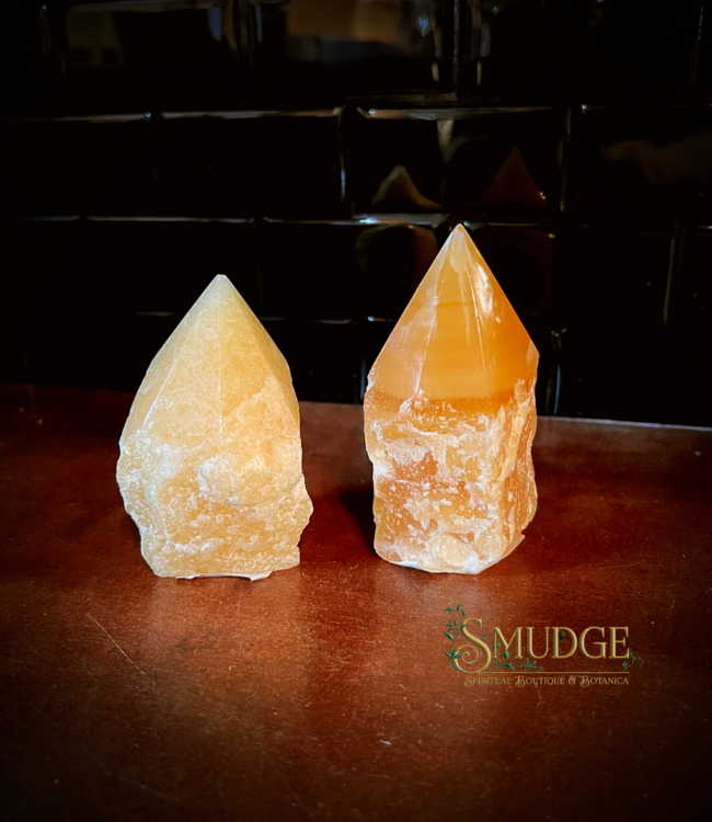 natural Orange Calcite - Cut Base Points