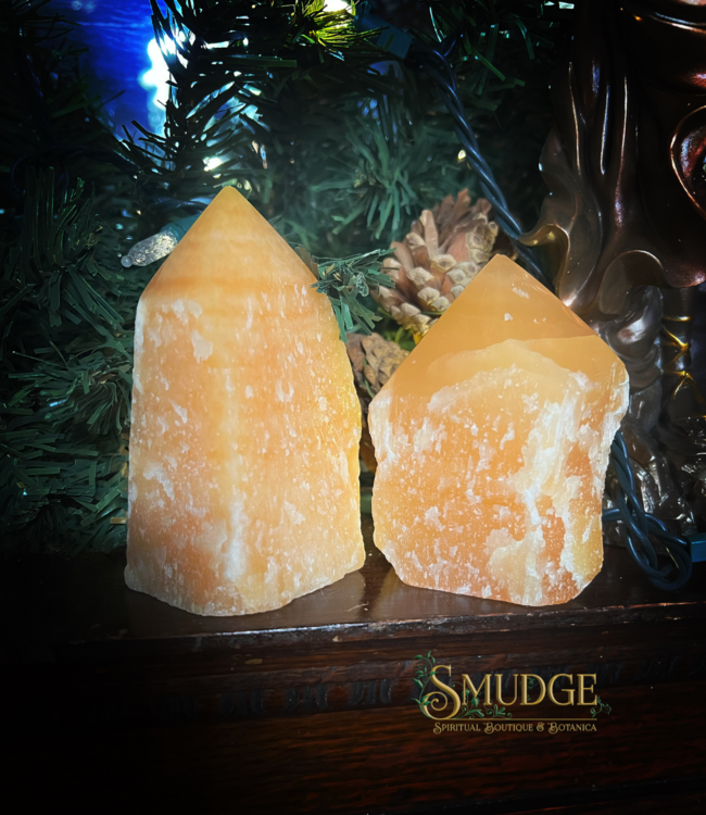 natural Orange Calcite - Cut Base Points
