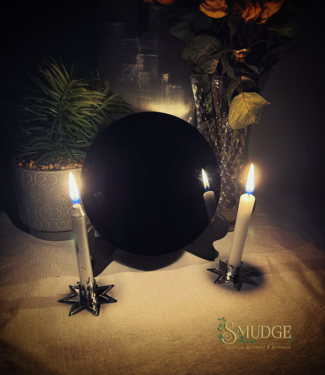 Scrying Mirror Obsidian w/ stand 6 inch