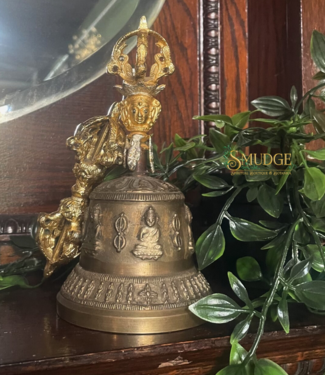 Tibetan Brass Bell with Dorje 6.75 "