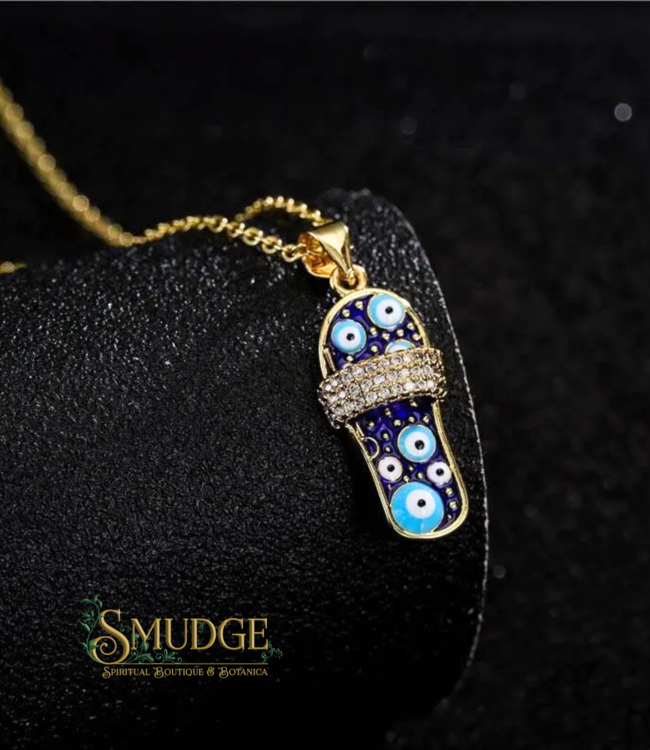 Boho Dream Evil Eye Slide Sandal Rhinestone Necklace