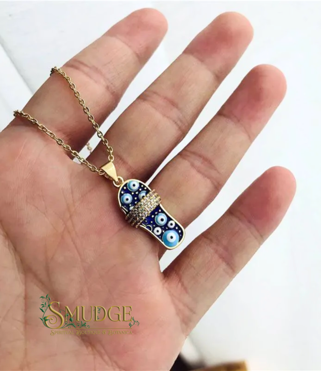 Boho Dream Evil Eye Slide Sandal Rhinestone Necklace