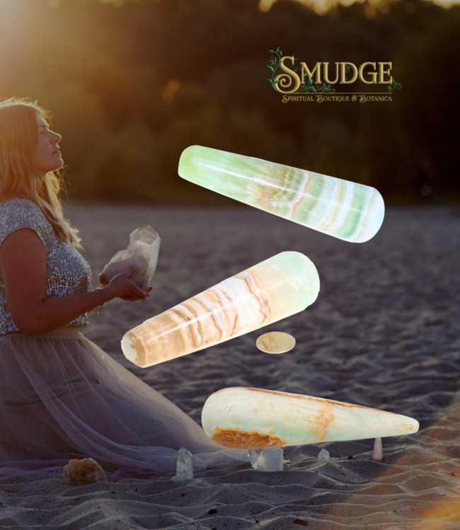 SM Gems Caribbean Blue Calcite Massage Wands