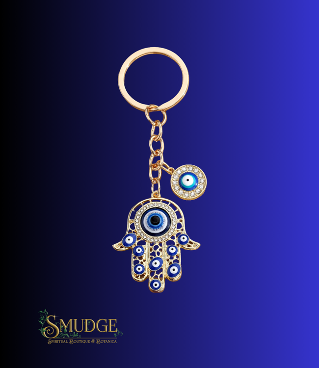 Mystic Evil Eye Hamsa Hand Keychain (gold)