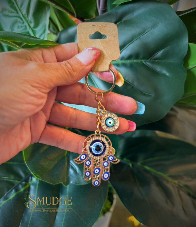 Mystic Evil Eye Hamsa Hand Keychain (gold)