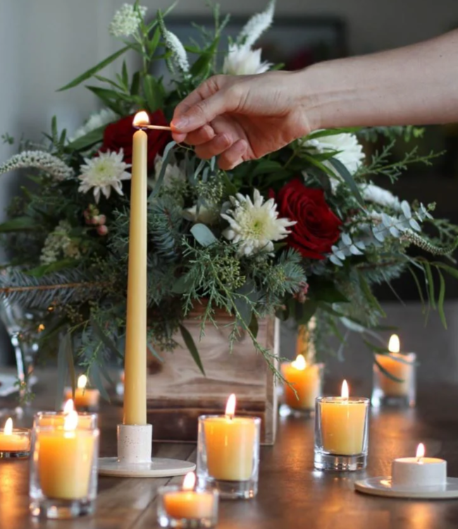 Honey Candles Pair of Beeswax Taper Candles 12 Inch