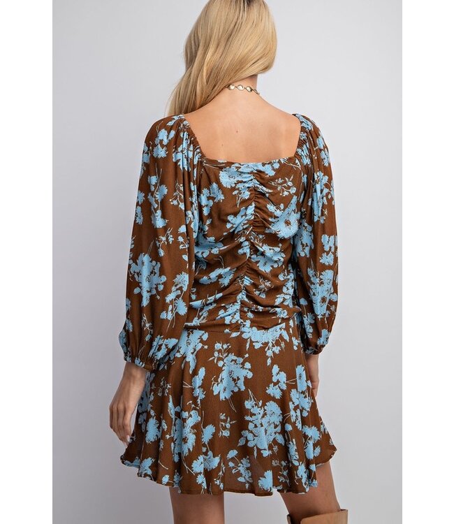 EASEL PRINTED POLY CREPE RUFFLE DRESS