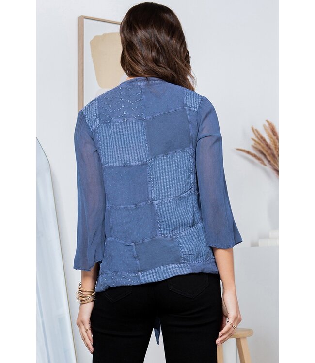 FASHION GO BLUEBERRY STONEWASHED KIMONO