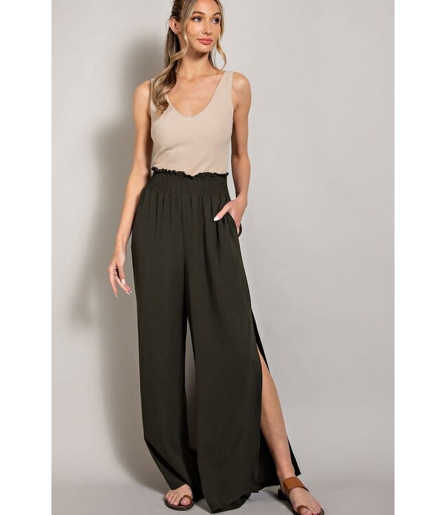 EE:SOME WIDE LEG PANT WITH SIDE SLIT