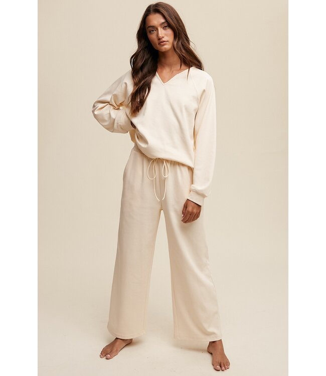 V-NECK SWEATSHIRT & PANT SET (LSET145