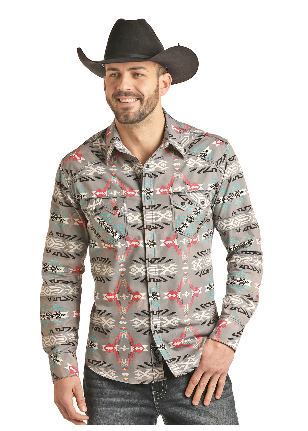 Panhandle Slim Men's Aztec Print Western Shirt B2S2315 Diamond Royal Tack
