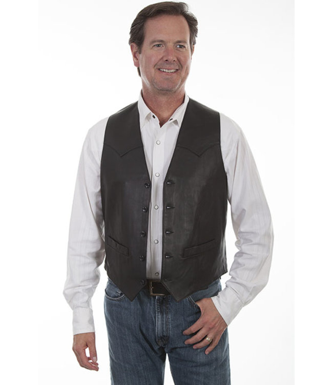 Scully Single Point Western Vest Leather