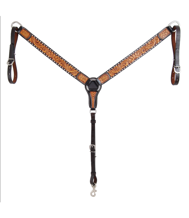Rafter T Ranch Co. Breastcollar with Floral & Sunflower Tooling & White Buckstitch