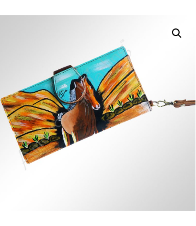 American Darling Desert Horse Painted Leather Writslet