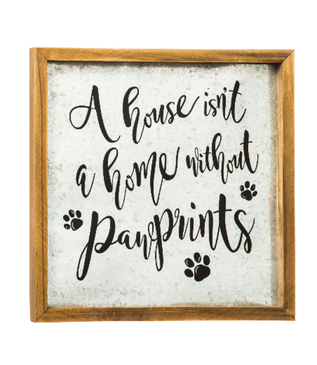 Evergreen Enterprises A House is Not a Home Without Paw Prints, Metal and Wood Wall Decor