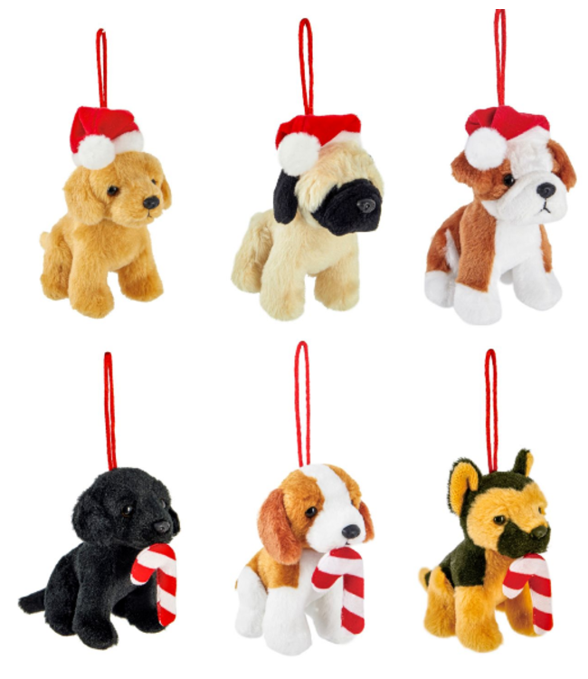 Evergreen Enterprises 4" Plush Dog Ornaments, Assorted