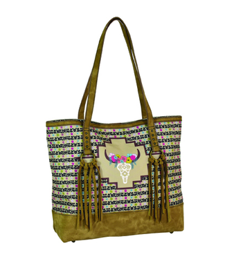 Catchfly Floral Cow Skull Tote