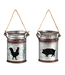 Metal Bucket w/Barn Animal Ornament