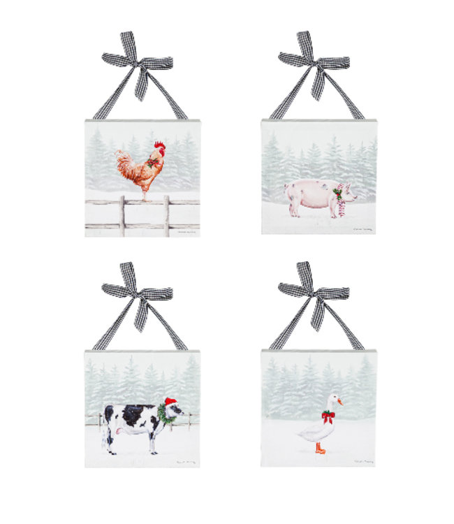 Mini Canvas w/Plaid Ribbon