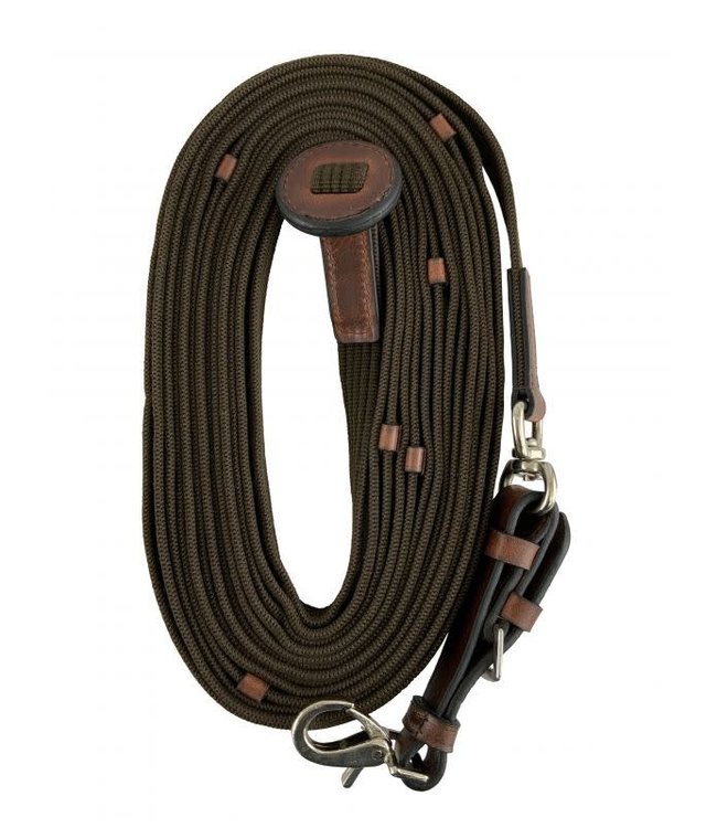 25' nylon web lunge line with leather stopper end