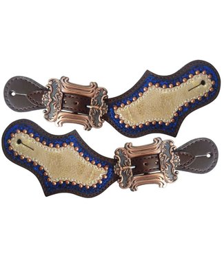 Showman Showman ® Ladies Metallic Gold and Royal Blue spur straps
