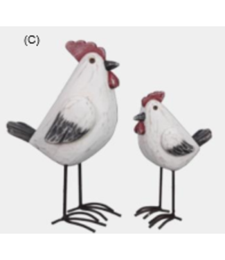 Youngs Wood Tabletop Roosters 2pc Set