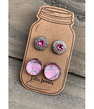 Jill's Jewels Bullet Earring Set w/Pink Camo