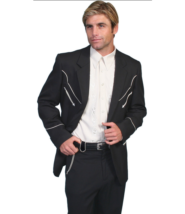 Scully Solid Blazer W/Piping