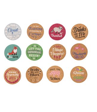 Cork Coasters with Messaging Assorted