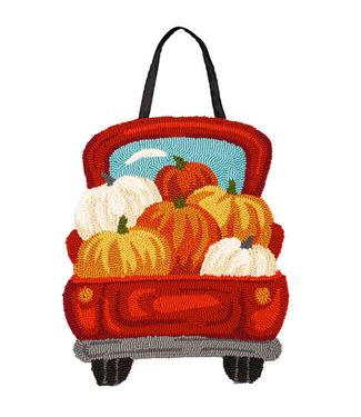 Evergreen Enterprises Red Truck with Pumpkins Hooked Door Décor