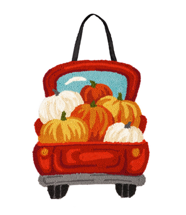 Evergreen Enterprises Red Truck with Pumpkins Hooked Door Décor