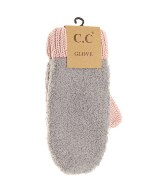 C.C Color Block Sherpa Knit Mitten