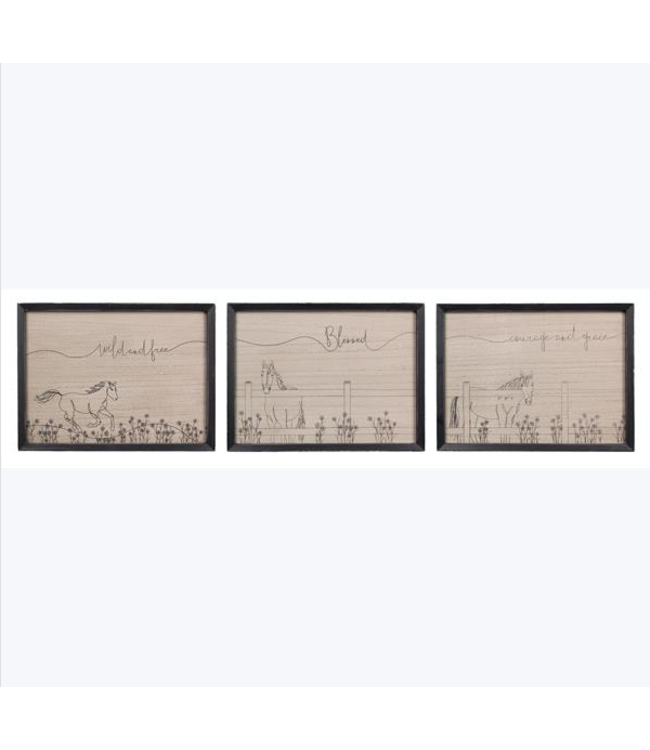 Youngs Wood Horse Wall Art - Assorted