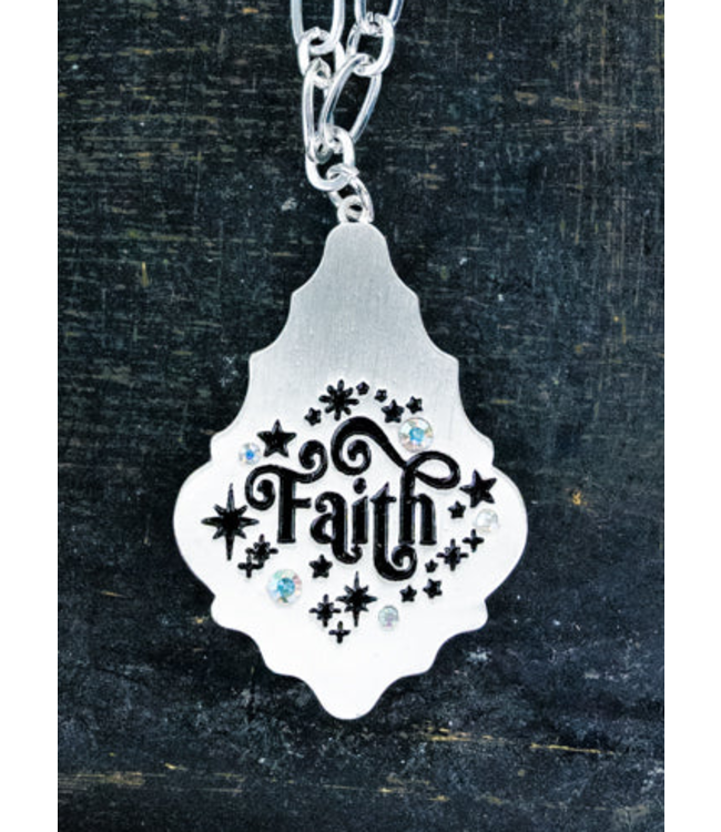Silvertone & Pearl "Faith" Necklace