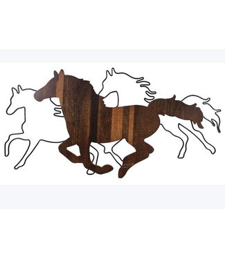 Youngs Wood and Wire Running Horses Wall Art