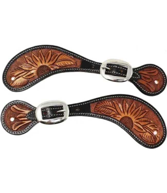 Cowboy Leather Spur Straps Tooled