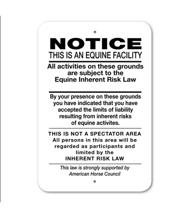 Equine Notice Metal Signs