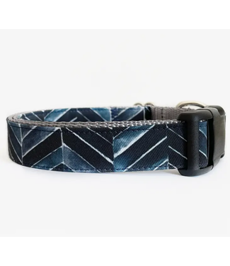 Sew Fetch Navy Blue Herringbone Dog Collar