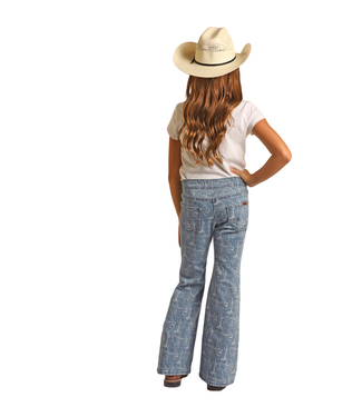 Rock & Roll Denim Girls Desert Button Flare Jeans