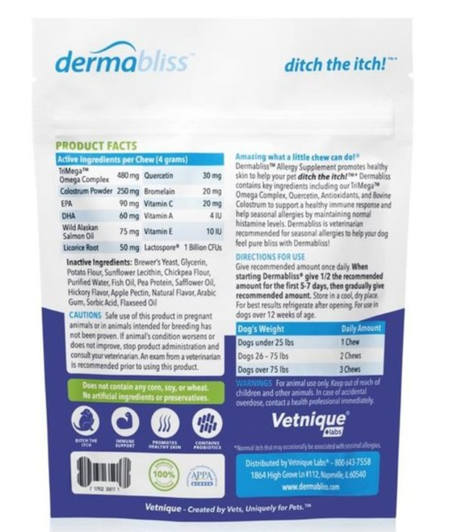 Dermabliss Allergy Soft Chews Hickory Salmon 30ct